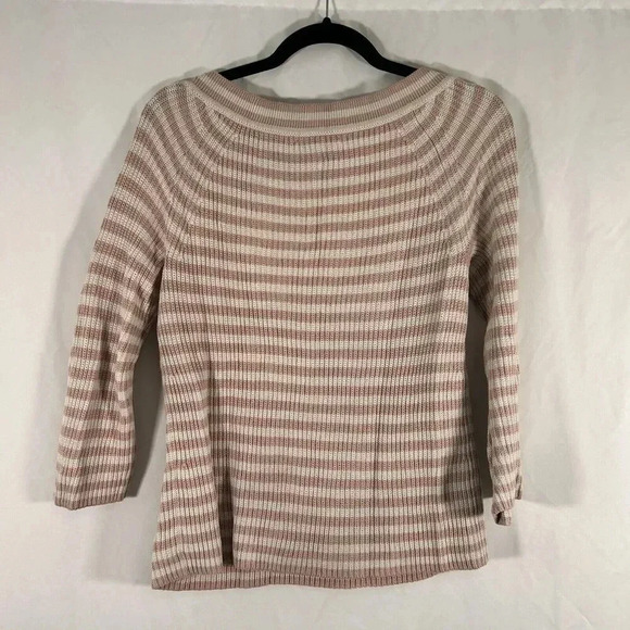 J. Crew Sweater Women's XS Pink White Striped Knit Round Neck Long Sleeve Cotton - Picture 8 of 10